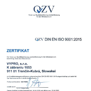 DIN EN ISO 9001 Zertifizierung VYPRO